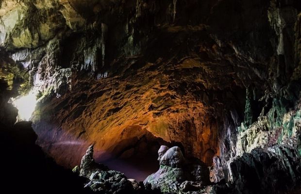 Stalactites inside Kho Muong Cave